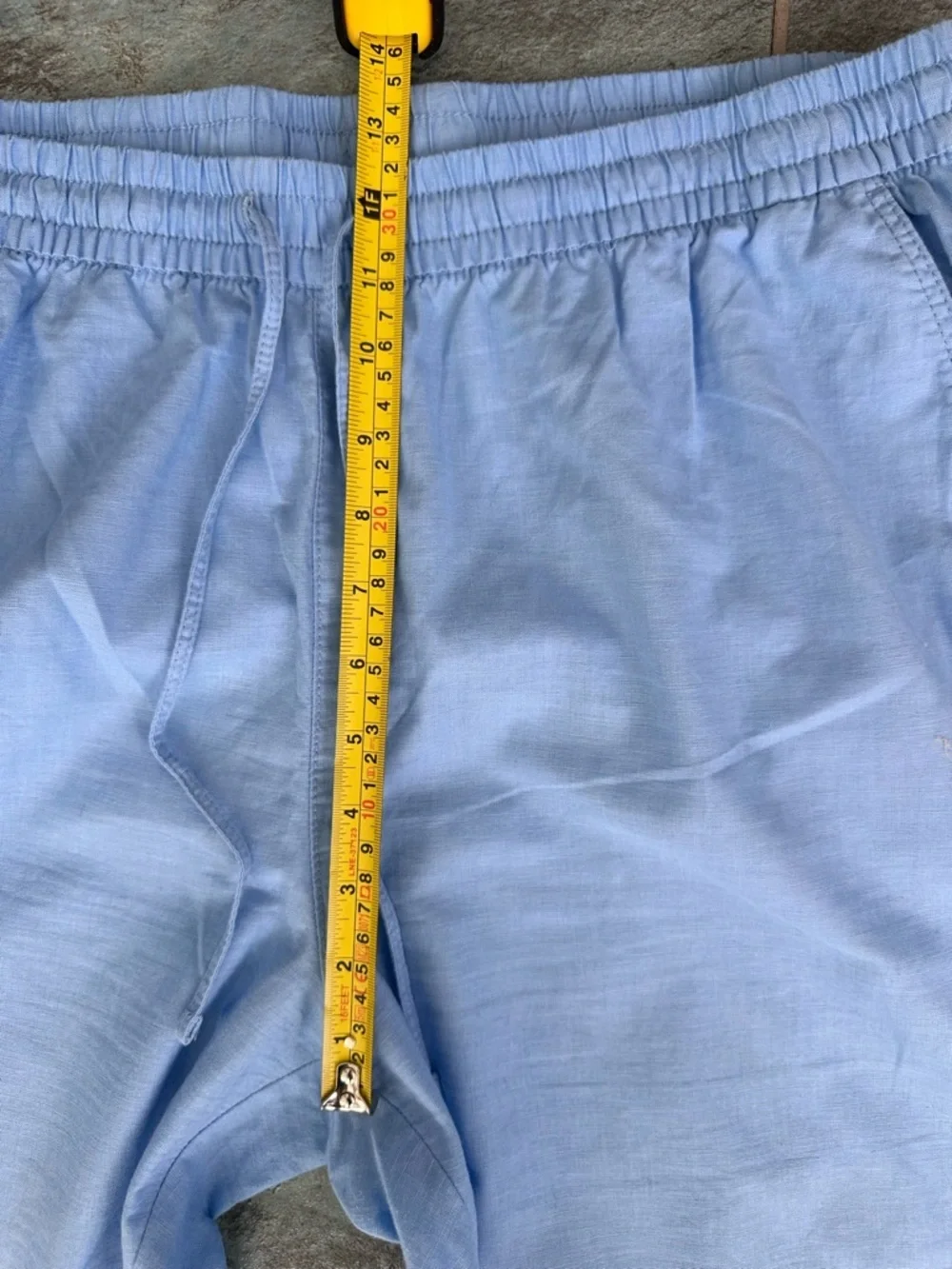H&M Pants High Rise Wide Leg Linen Blend Drawstring PANTS Women’s Blue Size L